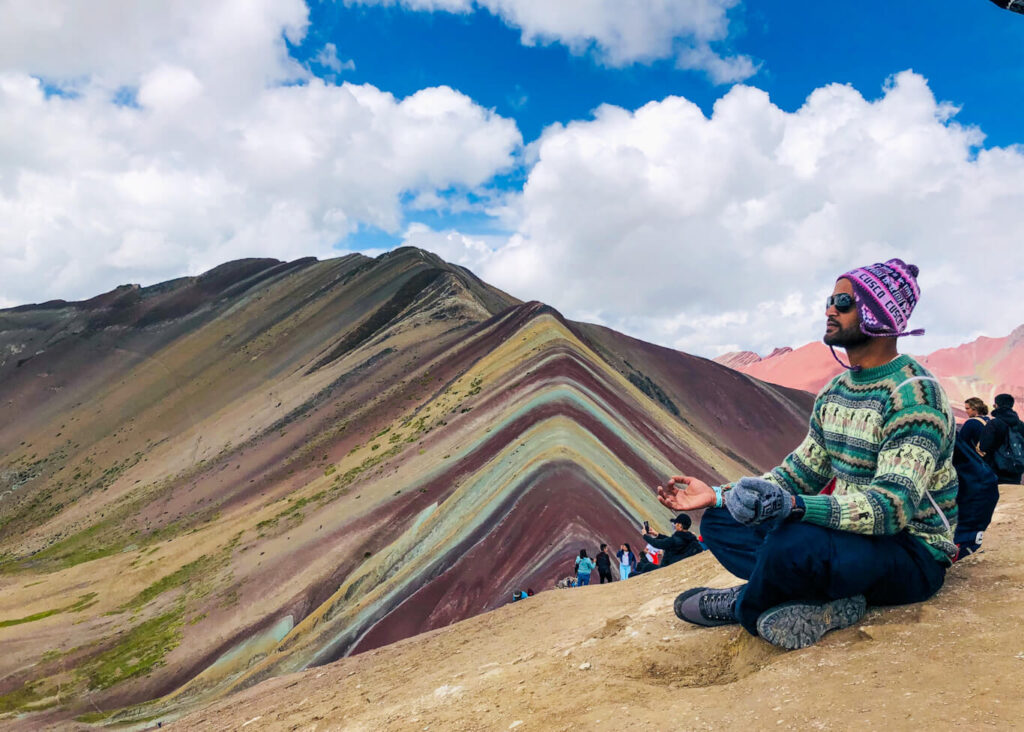 Letting the moment sink in after a high altitude hike | Rainbow Mountain, Peru